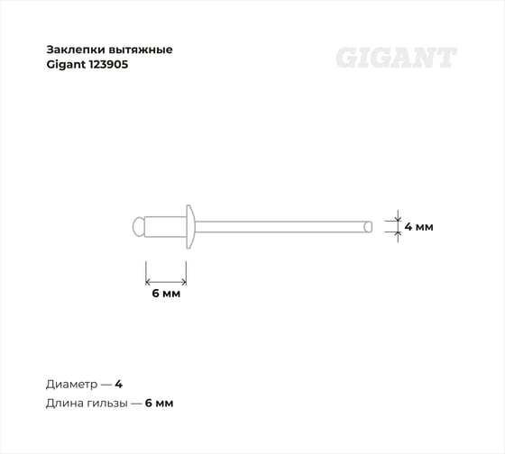 Заклепки вытяжные 4,0x6 100 шт. цинк Gigant 123905