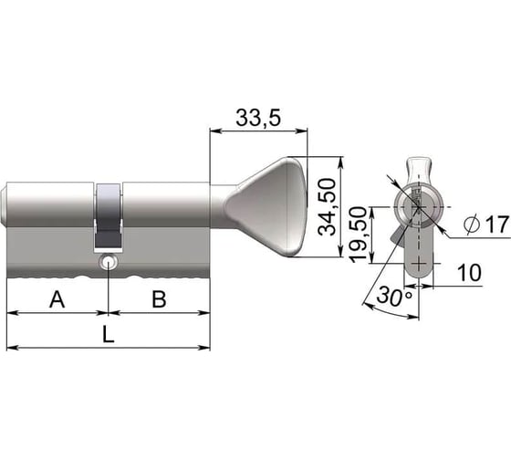 Цилиндровый механизм CRIT E-138 90 Лп, латунь полированная 03051