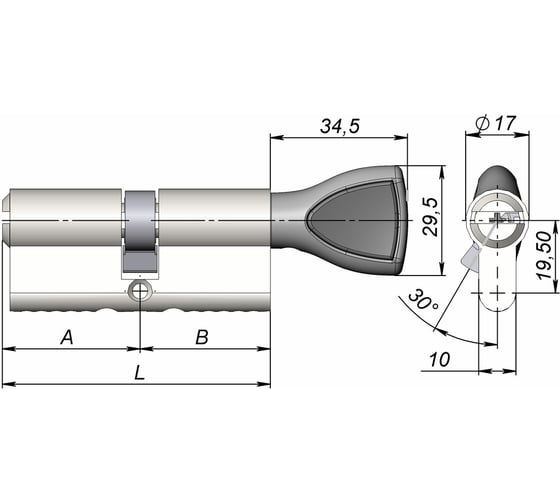 Цилиндровый механизм CRIT V-238 35/45H Хп 04010