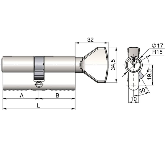 Цилиндровый механизм CRIT RT-138 60 Хп, хром полированный 00154