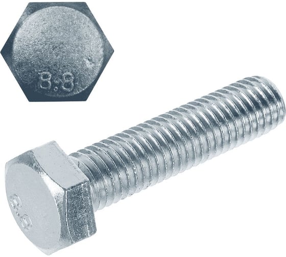 Болт Море-Метизов DIN 933 класс прочности 8.8 цинк М6x20 мм, 50 шт. BOLT933C88М62050M 1