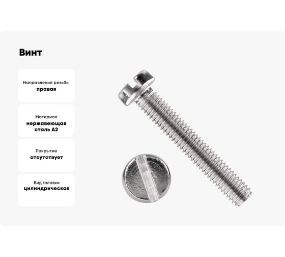 Винт Море-Метизов DIN 84 А2 M2,5x10 мм, 10 шт. VINT84A2M251010M