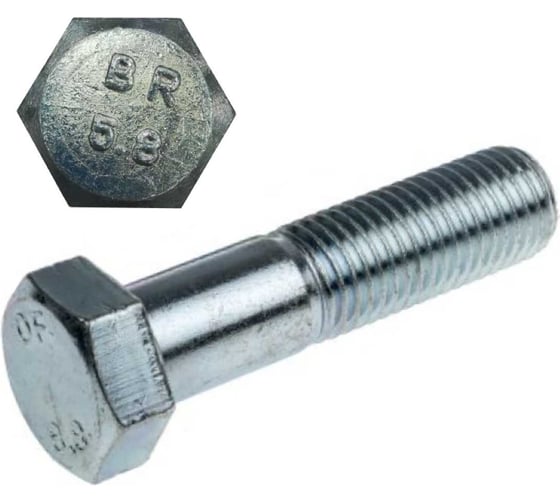 Болт Море-Метизов DIN 931 класс прочности 5.8 цинк М6x25 мм, 10 шт. BOLT931C58М62510M