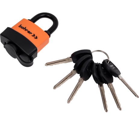 Навесной замок Bohrer ВП-47, влагостойкий дужка, 6.5 мм, 6 ключей, блистер 71050471