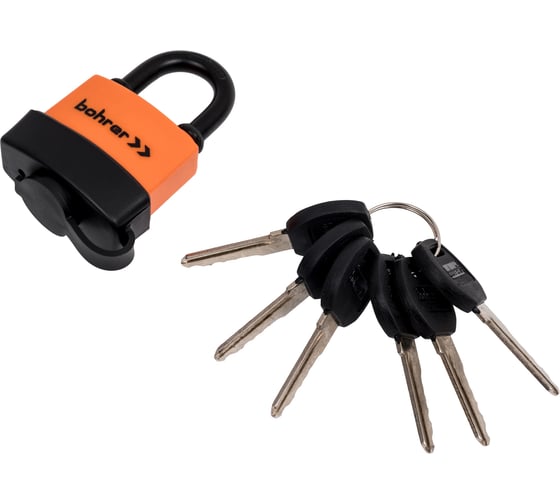 Навесной замок Bohrer ВП-47, влагостойкий дужка, 6.5 мм, 6 ключей, блистер 71050471 1