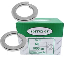 Шайба для болта SORREX М3 DIN 127, нержавейка А4, гровер, 1000 шт. 127,B-4-3 1000