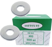 Шайба SORREX М10 DIN 9021, кузовная, увеличенная, усиленная, стальная, 1000 шт. 9021-1-10 1000