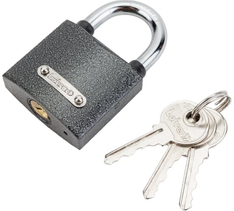 Навесной замок Bohrer ПД-38 дужка сталь, 6 мм, 3 ключа, корпус чугун 71010381