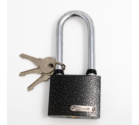 Навесной замок Bohrer ПД-63Д удлиненная дужка, сталь, 10 мм, 3 ключа, корпус чугун 71015631