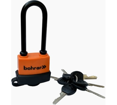 Навесной замок Bohrer ВП-47Д влагостойкий, удлиненная дужка, 6,5 мм, 6 ключей 71055471
