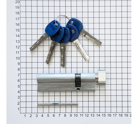 Цилиндр Doorlock V K2300AB N серия Variant, никелированный, 70xK30мм, кл/пов. кнопка, 5 перф.ключей 79101