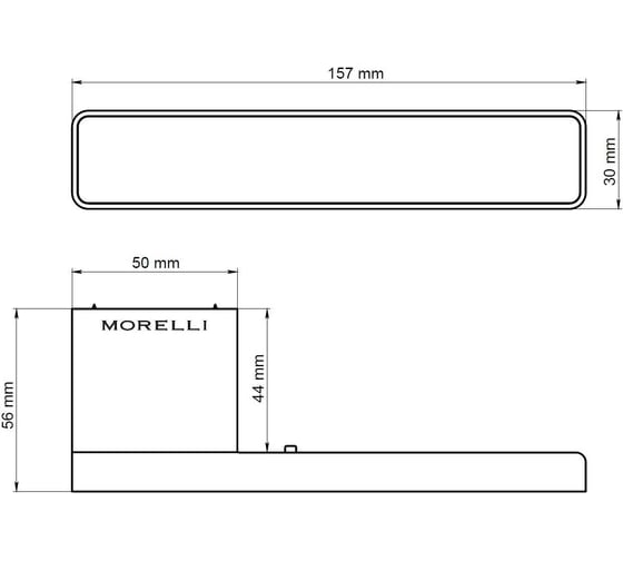 Ручка дверная с фиксатором MORELLI MH-63-S50 BL, NEW ENGLAND на скрытой прямоугольной розетке, цвет - черный 9014455