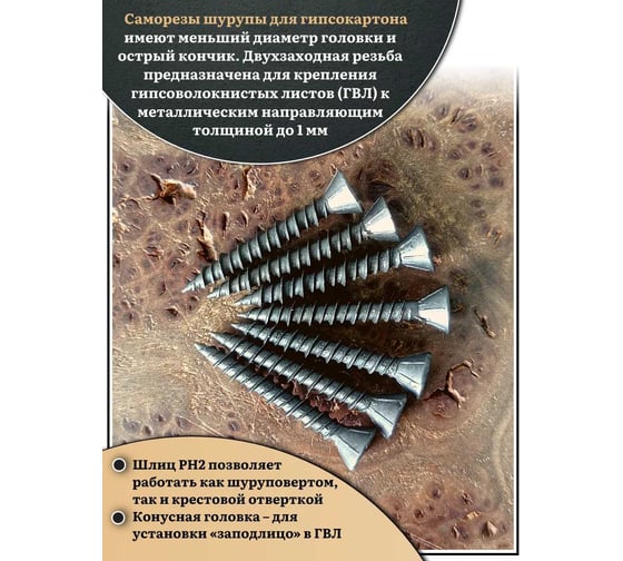 Саморез шуруп для крепления ГВЛ (гипсокартон) 23 БОЛТА 3,9x35 1 кг БП-00002649кг