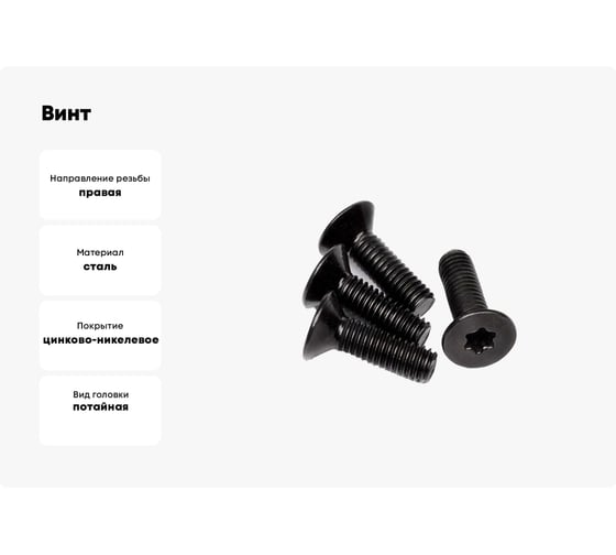 Винт boltnn.ru DIN 965 М6x12 цинк-никель черный, 480 часов, TORX30, 50 шт. 4687206398566