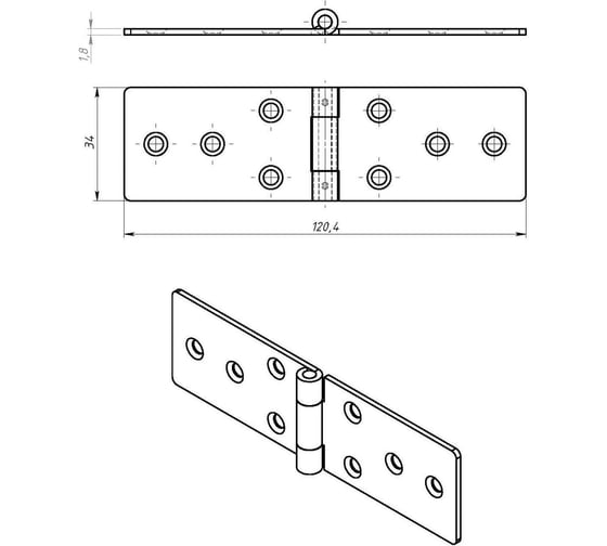 Карточная петля ТУНДРА 120х34 мм, без покрытия, 1 шт. 5299356
