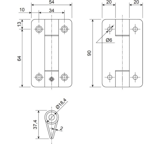 Петля врезная пружинная Avers 90х56х2-INOX/304 (R6) 35048 00035048