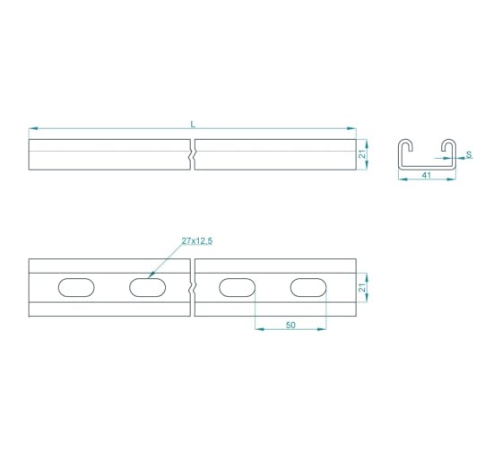 Профиль монтажный усиленный PRO-montag.ru PM-STU 41x21 L=1000 (2,5) INOX AISI 304 PM21024INOX