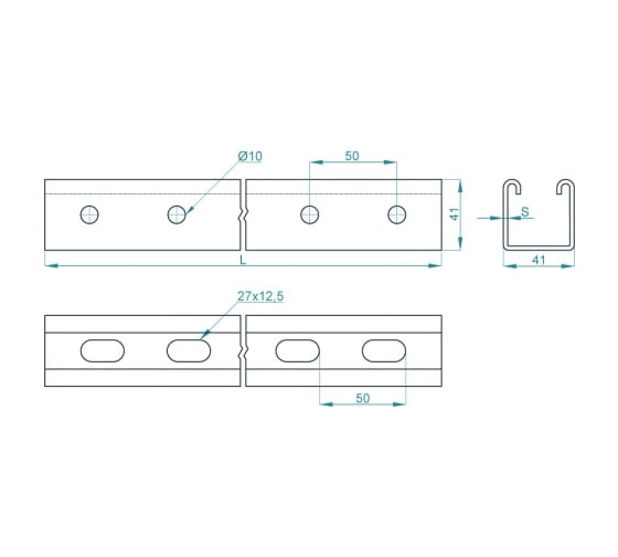 Профиль монтажный усиленный PRO-montag.ru PM-STU 41x41 L=6000 (2,5) INOX AISI 304 PM41003INOX