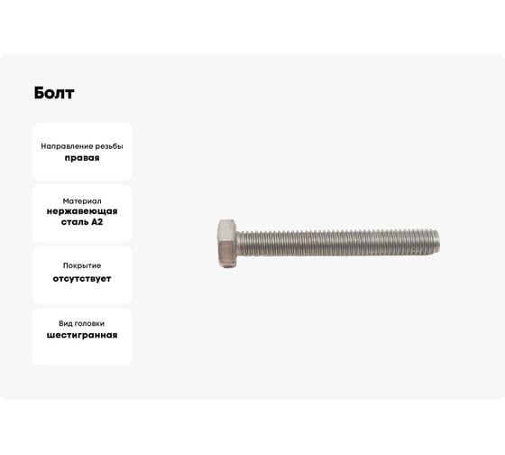 Болт ЦКИ DIN933 М20x110 с шестигранной головкой A2 SW 30 1 шт 6893707