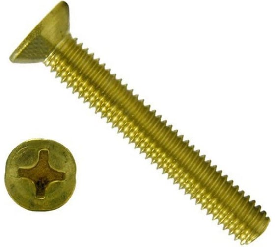 Винт Море-Метизов DIN 965 латунь M6x40 мм PH, 10 шт. VINT965L640PH10М 1