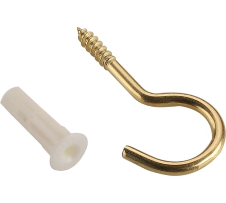 Дюбель ЕВРОПАРТНЕР MULTI 6 + крюк-шуруп d4,1 х L50 латунный, 10 шт. RB2 0153