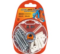 Дюбель ЕВРОПАРТНЕР MULTI plug 6x25 + шуруп MULTI универсальный, пот. головка, ZN, 4,0x45 + бита TX, 30 шт. RB2 0132