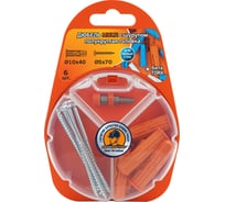 Дюбель ЕВРОПАРТНЕР MULTI plug 10x40 + шуруп MULTI универсальный, полукругл. головка, неполная резьба, ZN RB2 0144