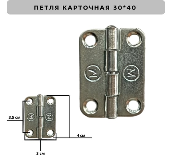 Петля карточная Метизик 30х40 цинк (2 шт.) 1065