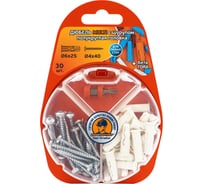 Дюбель ЕВРОПАРТНЕР MULTI plug 6x25 + шуруп MULTI универсальный, полукругл. головка, ZN, 4x40 + бита TX RB2 0135