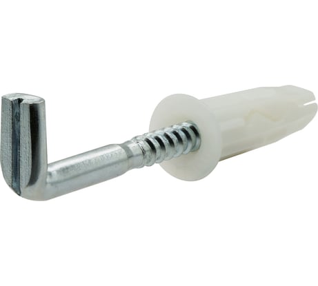 Дюбель ЕВРОПАРТНЕР MULTI 10 + крюк-шуруп, L-образный, d5,1 х L50, прямой шлиц, ZN, 6 шт. RB2 0168