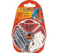 Дюбель ЕВРОПАРТНЕР MULTI plug 6x25 + шуруп MULTI универсальный, пот. головка, неполная резьба, ZN RB2 0133 18631165
