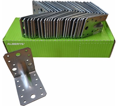 Уголок перфо усиленный ALBERTS цинк, 90x90x65x2,5 мм, 25 шт. 846657