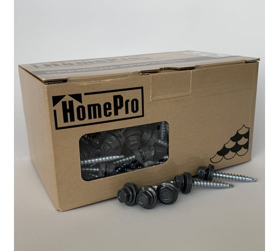 Саморез кровельный HomePro 4,8x35 RAL 7024 (250шт/уп) сверло №1 250шт/уп HP-CK-48357024250 1
