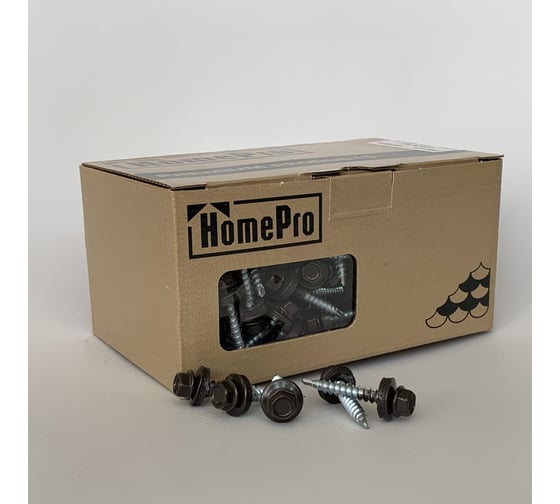 Саморез кровельный HomePro 4,8x35 RAL 8019 (250шт/уп) сверло №1 250/уп HP-CK-48358019250 1