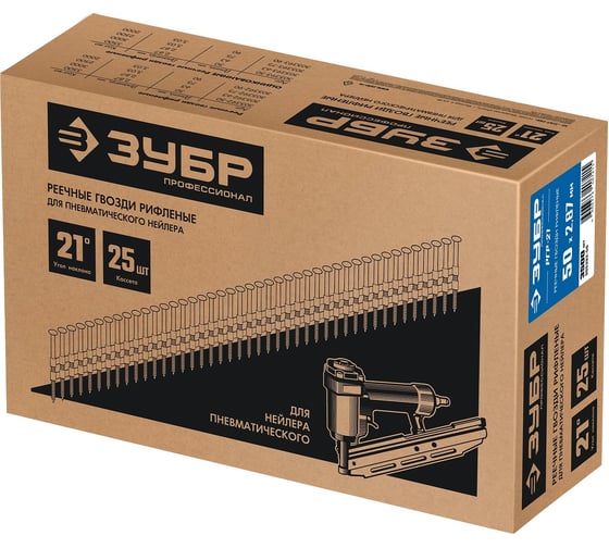 Реечные гвозди ЗУБР РГР-21 50 мм, рифленые, 3500 шт. 305392-50