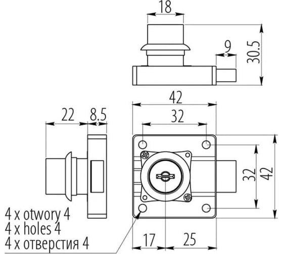Замок мебельный GTV №138 + компьютерный ключ ZZ-CF-138-K