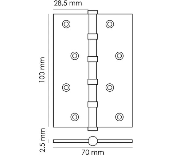 Петля стальная MORELLI MSN 100X70X2.5-4BB BL, с подшип. универсальная 1шт., цвет - черный 9015115