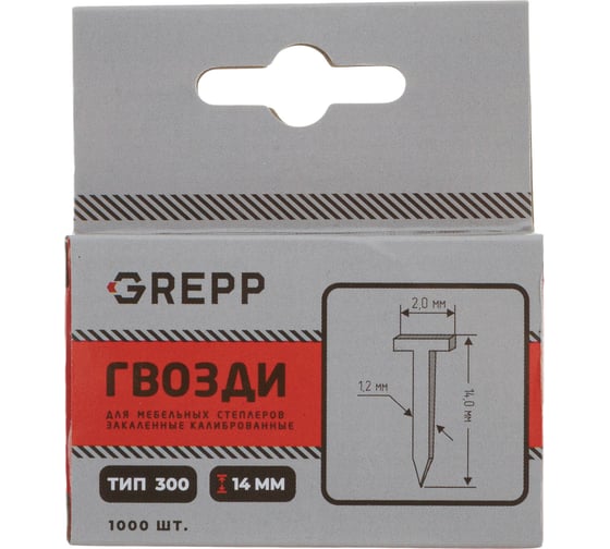 Гвозди для степлера GREPP Тип 300 (1000 шт; 1,2x14 мм) 104-016