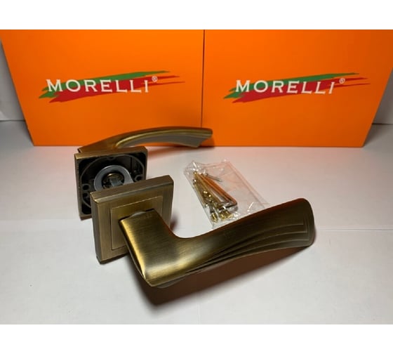 Дверная ручка MORELLI "Волны" MH-34 COF-S, на квадратной накладке, цвет - кофе 9010148