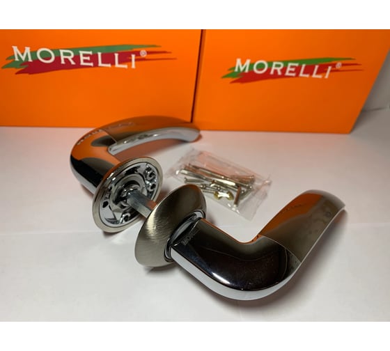 Дверная ручка MORELLI "Палаццо" MH-02 SN/CP, цвет - белый никель/ хром 9008245