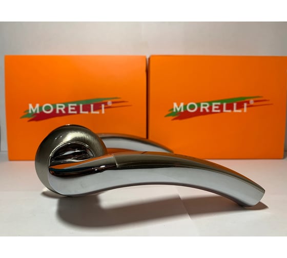 Дверная ручка MORELLI "Палаццо" MH-02 SN/CP, цвет - белый никель/ хром 9008245