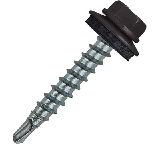 Кровельный саморез Rizzel 4,8x70 RAL 8019, сверло №1, 100 шт. 00000335979 1