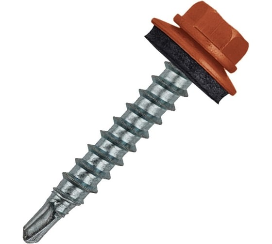 Кровельный саморез Rizzel 4,8x70 RAL 8004, сверло №1, 100 шт. 00000336135 1
