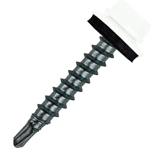 Кровельный саморез Rizzel 4,8x70 RAL 9003, сверло №1, 100 шт. 00000319283 1