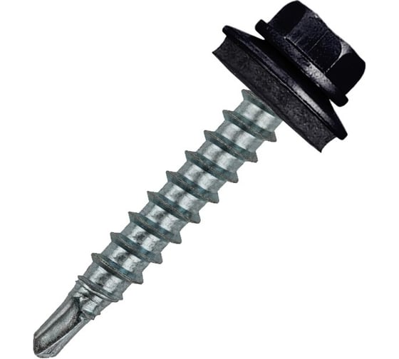 Кровельный саморез Rizzel 4,8x70 RAL 9005, сверло №1, 1250 шт. 00000346606 1