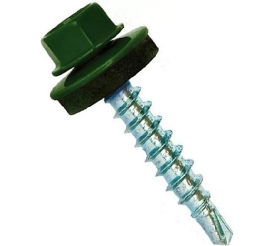 Кровельный саморез Rizzel 4,8x35 RAL 6005 сверло №1, 3000 шт 00000316964