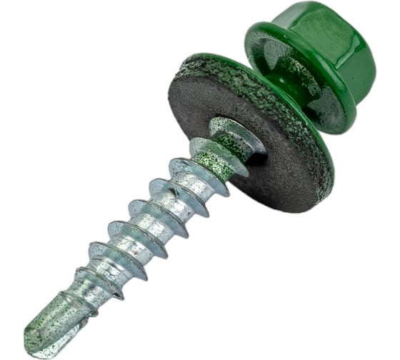 Кровельный саморез Rizzel 4,8x35 RAL 6002 сверло №1, 3000 шт 00000328595 1