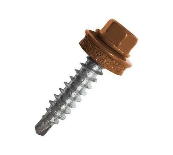 Кровельный саморез Rizzel 4,8x35 RAL 8004 сверло №1, 3000 шт 00000330352 1