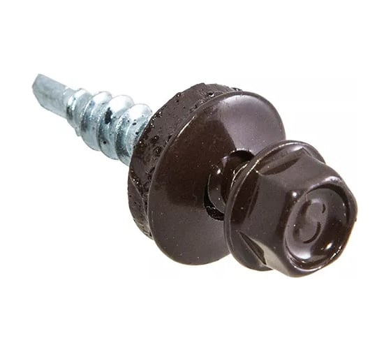 Кровельный саморез Rizzel 4,8x50 RAL 8022 сверло №1, 150 шт 00000431360 1