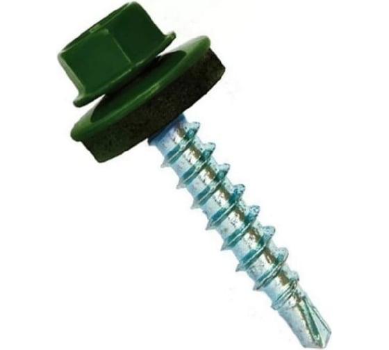 Кровельный саморез Rizzel 4,8x19 RAL 6002 сверло №2, 5000 шт 00000345296 1